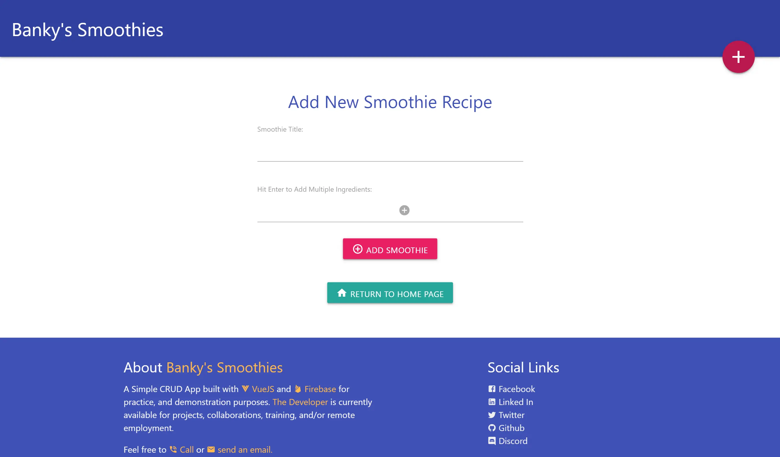 Vue Smoothies project